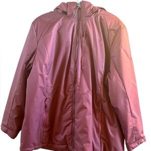 ZeroXposur Women’s Insulated Hooded Coat Sz 1X Rose Wine Quilted Lining Full Zip